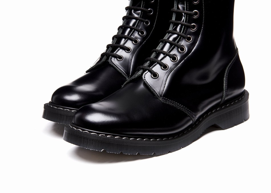 Botas De Astronauta Solovair Hi-Shine 11 Eye Hombre Negras | S11-969-BK-G-030
