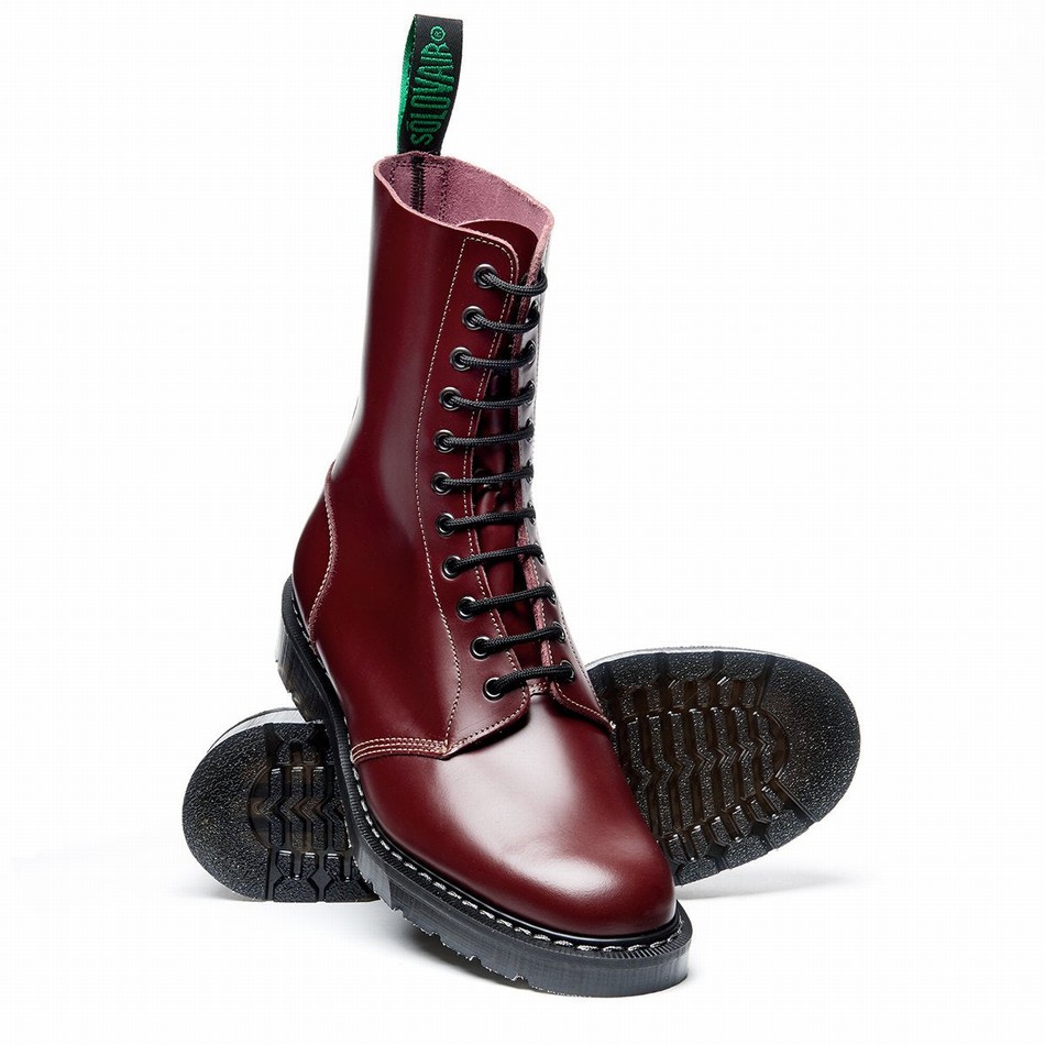 Botas De Astronauta Solovair Hi-Shine 11 Eye Hombre Rojas | S11-969-OX-G-030