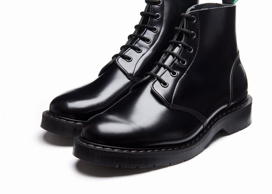 Botas De Astronauta Solovair Hi-Shine 6 Eye Mujer Negras | S6-969-BK-G-030