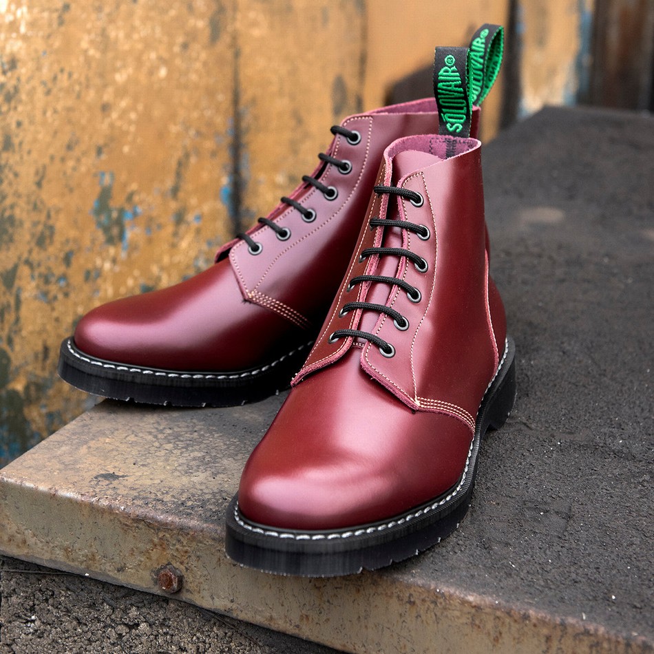 Botas De Astronauta Solovair Hi-Shine 6 Eye Mujer Rojas | S6-969-OX-G-030