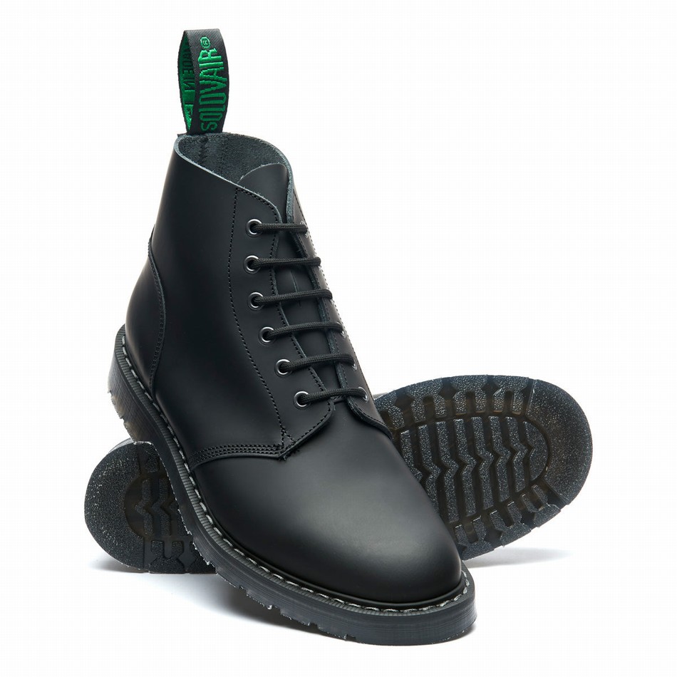 Botas De Astronauta Solovair Matte 6 Eye Hombre Negras | S6-969-BK-MT-G-030