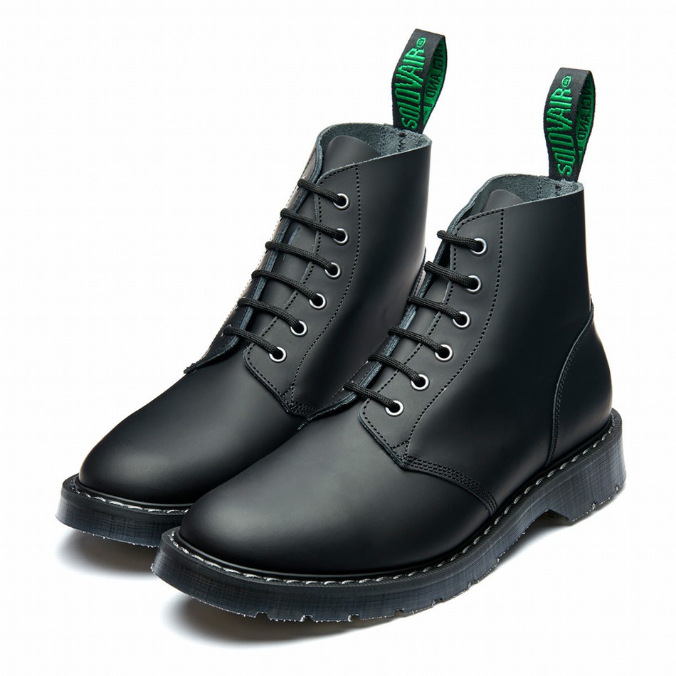 Botas De Astronauta Solovair Matte 6 Eye Hombre Negras | S6-969-BK-MT-G-030
