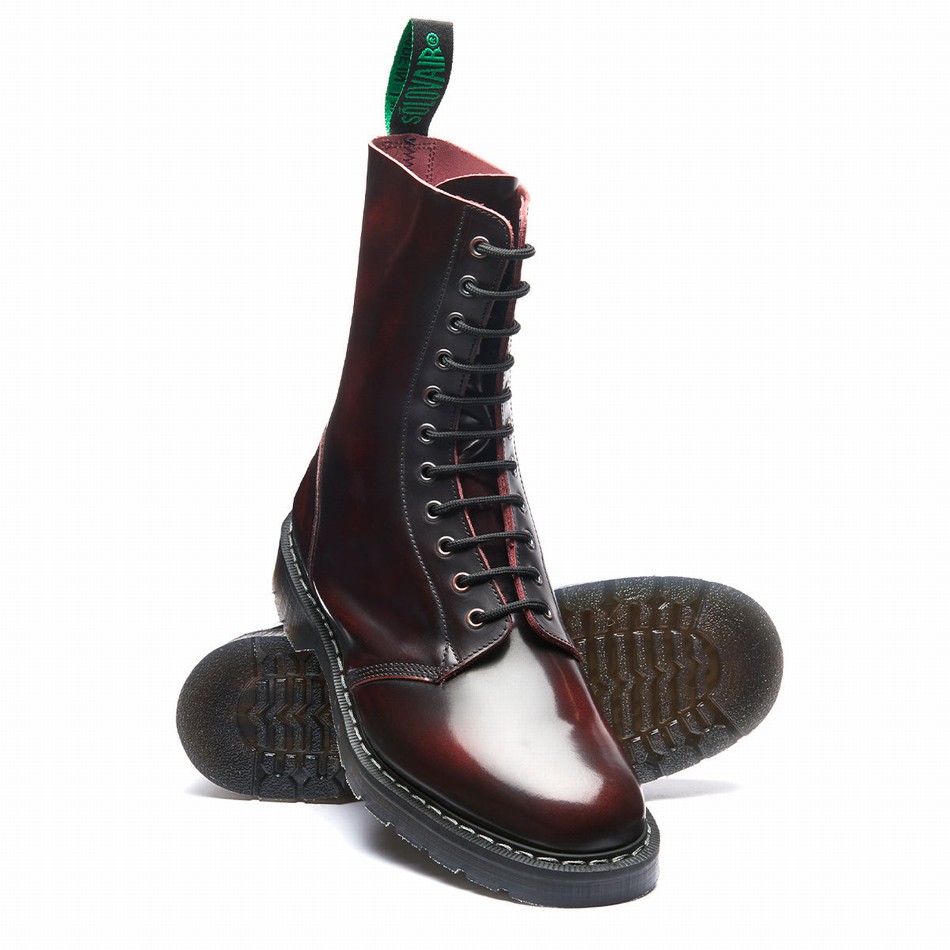 Botas De Astronauta Solovair Rub-Off 11 Eye Hombre Burdeos | S11-969-BUR-G-030