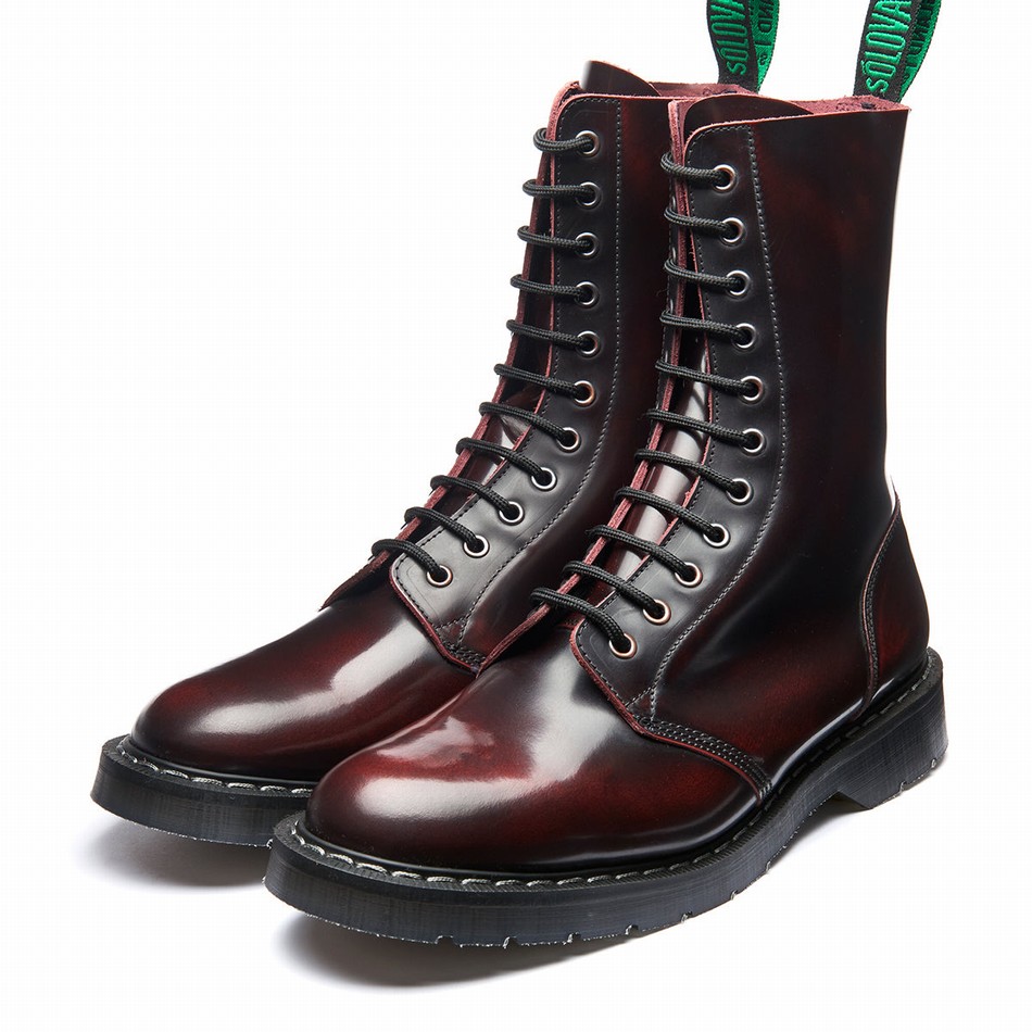 Botas De Astronauta Solovair Rub-Off 11 Eye Hombre Burdeos | S11-969-BUR-G-030