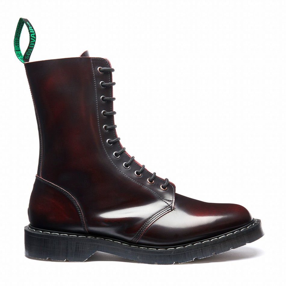Botas De Astronauta Solovair Rub-Off 11 Eye Hombre Burdeos | S11-969-BUR-G-030