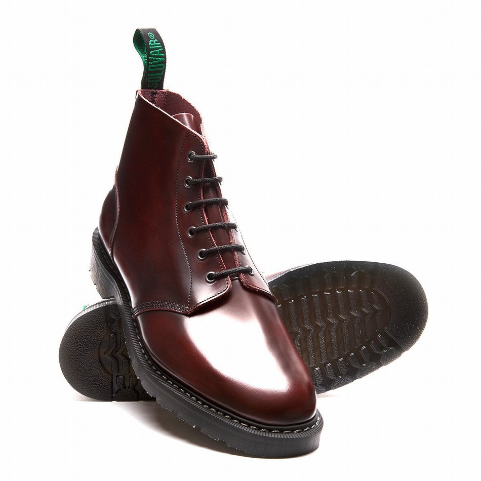 Botas De Astronauta Solovair Rub-Off 6 Eye Mujer Burdeos | S6-969-BUR-G-030