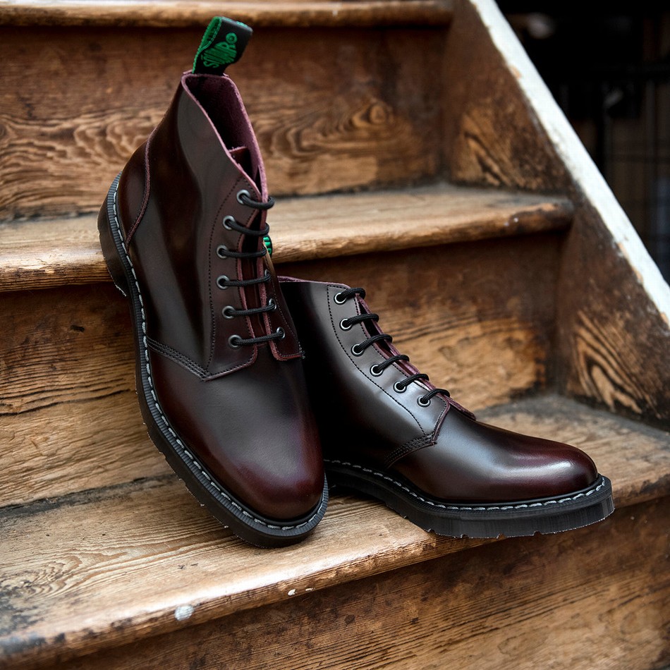 Botas De Astronauta Solovair Rub-Off 6 Eye Mujer Burdeos | S6-969-BUR-G-030