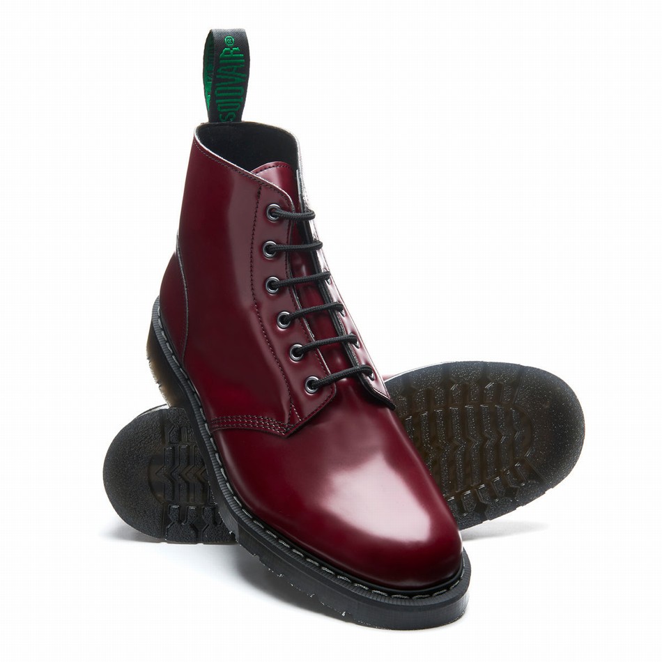 Botas De Astronauta Solovair Vegan 6 Eye Mujer Rojas | VS6-969-OX-VEG-G-030