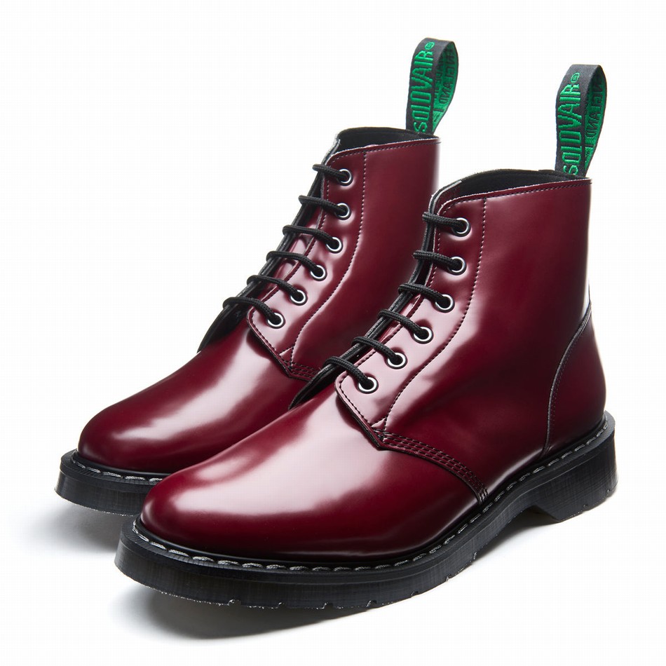 Botas De Astronauta Solovair Vegan 6 Eye Mujer Rojas | VS6-969-OX-VEG-G-030