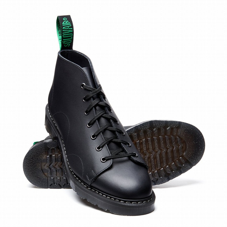Botas De Mono Solovair Greasy Mujer Negras | S7-116-BG-G-030