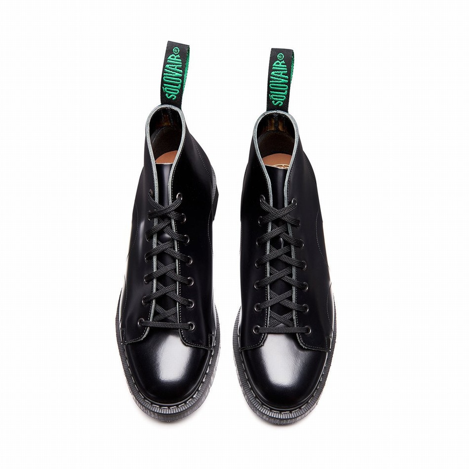 Botas De Mono Solovair Hi-Shine Hombre Negras | S7-116-BK-G-030