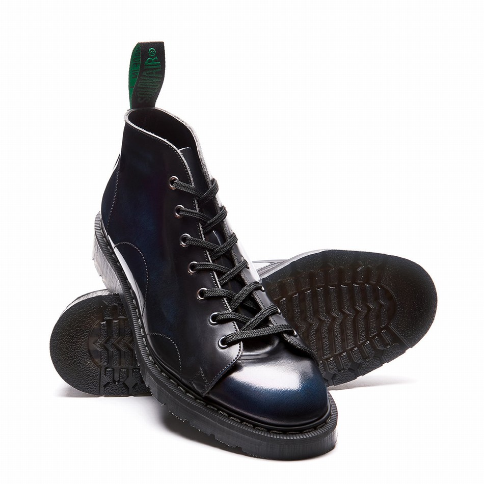 Botas De Mono Solovair Rub-Off Hombre Azul Marino | S7-116-NV-RO-G-030