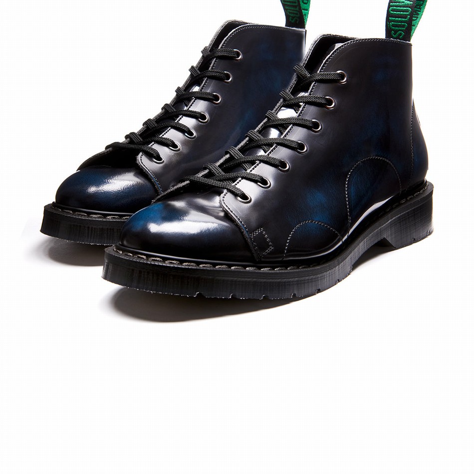 Botas De Mono Solovair Rub-Off Hombre Azul Marino | S7-116-NV-RO-G-030