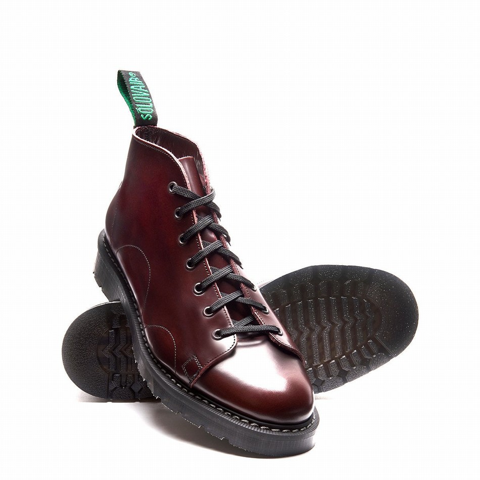 Botas De Mono Solovair Rub-Off Hombre Burdeos | S7-116-BUR-G-030
