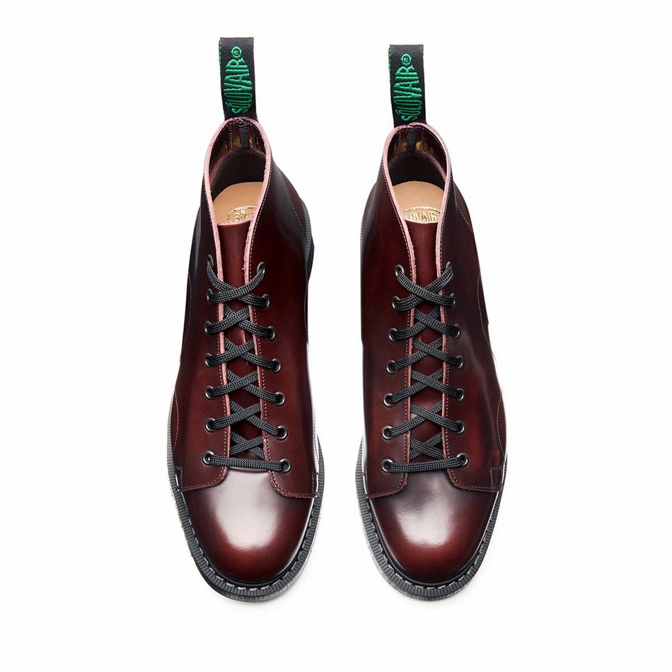 Botas De Mono Solovair Rub-Off Hombre Burdeos | S7-116-BUR-G-030