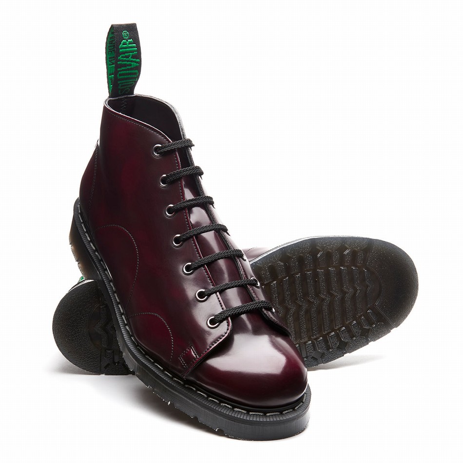 Botas De Mono Solovair Rub-Off Vegan Hi-Shine Hombre Rojas | VS7-116-CR-RO-VEG-G-030