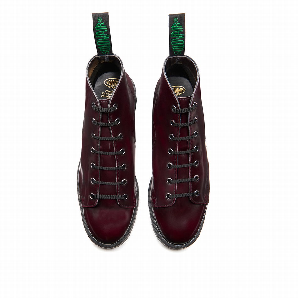 Botas De Mono Solovair Rub-Off Vegan Hi-Shine Hombre Rojas | VS7-116-CR-RO-VEG-G-030