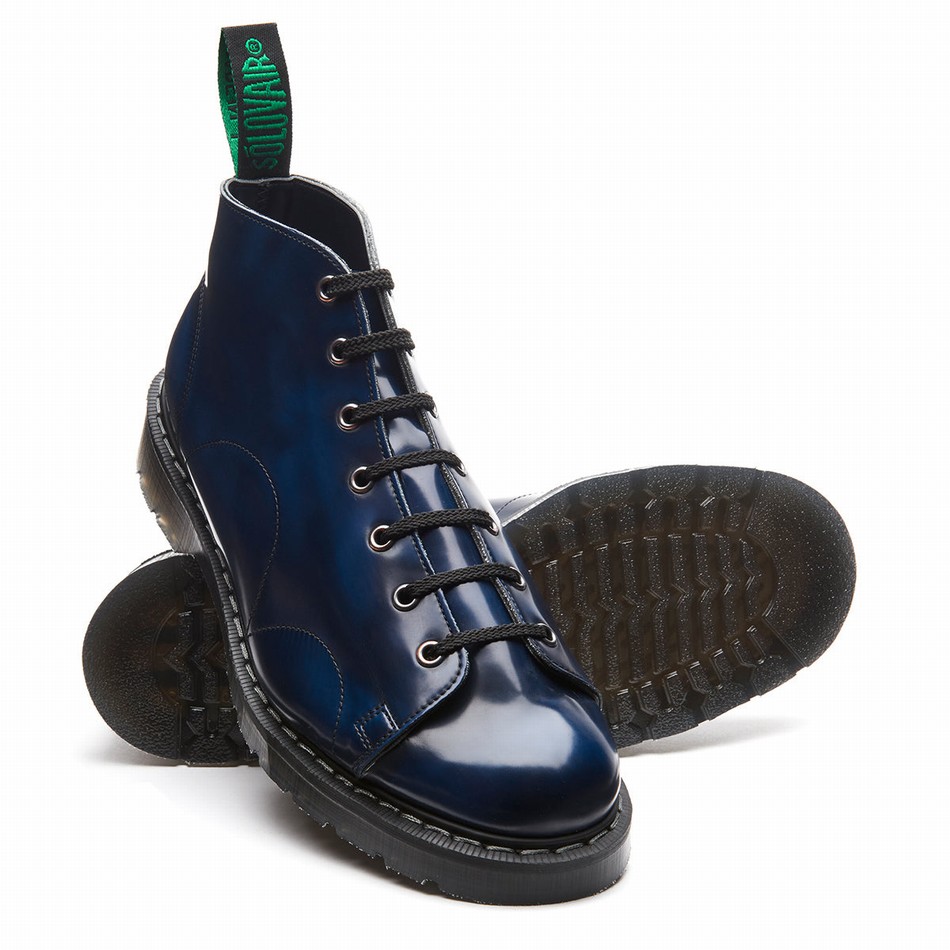 Botas De Mono Solovair Rub-Off Vegan Hombre Azul Marino | VS7-116-NV-RO-VEG-G-050