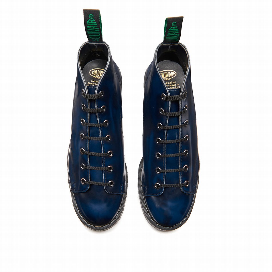 Botas De Mono Solovair Rub-Off Vegan Hombre Azul Marino | VS7-116-NV-RO-VEG-G-050