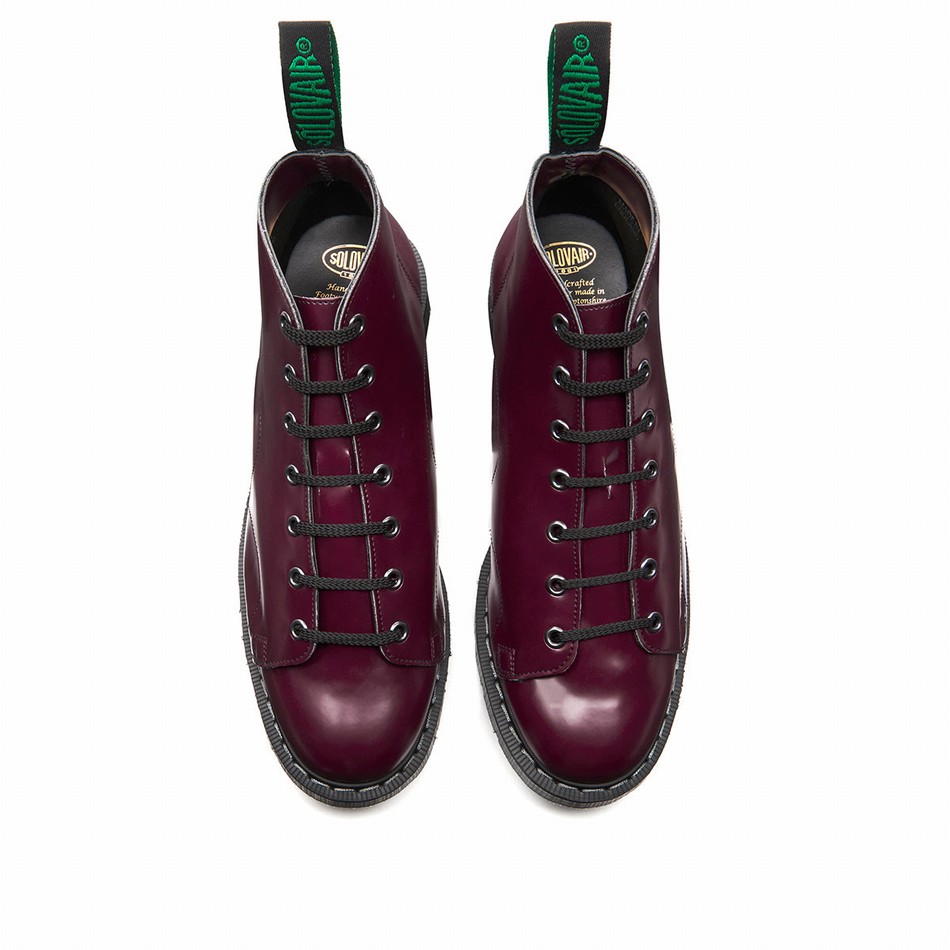 Botas De Mono Solovair Vegan Hi-Shine Hombre Rojas | VS7-116-OX-VEG-G-030
