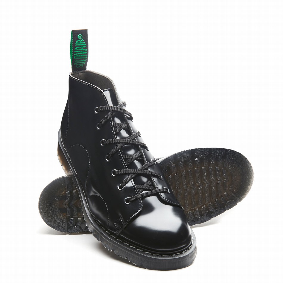 Botas De Mono Solovair Vegan Hi-Shine Mujer Negras | VS7-116-BK-VEG-G-030