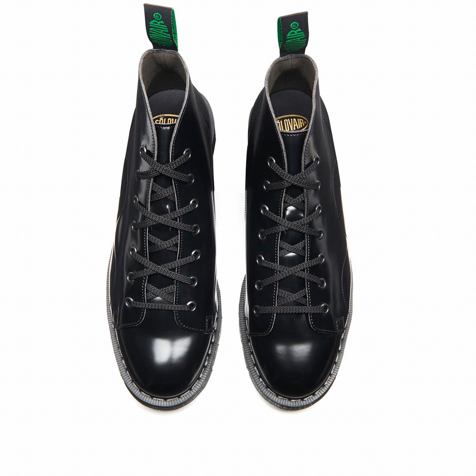 Botas De Mono Solovair Vegan Hi-Shine Mujer Negras | VS7-116-BK-VEG-G-030