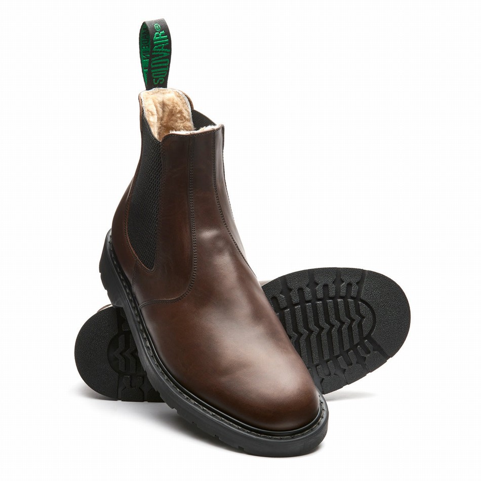 Botas Dealer Solovair Gaucho Crazy Horse Shearling Lined Mujer Marrones | LS0-900-CH-SHE-B-040