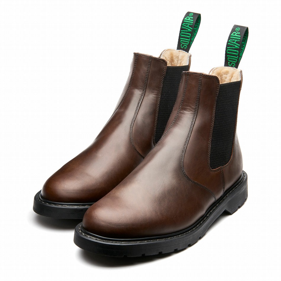 Botas Dealer Solovair Gaucho Crazy Horse Shearling Lined Mujer Marrones | LS0-900-CH-SHE-B-040