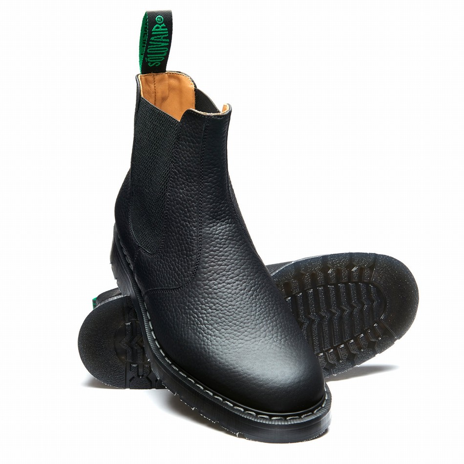 Botas Dealer Solovair Greasy Grain Hombre Negras | S0-900-BG-SoftG-G-030