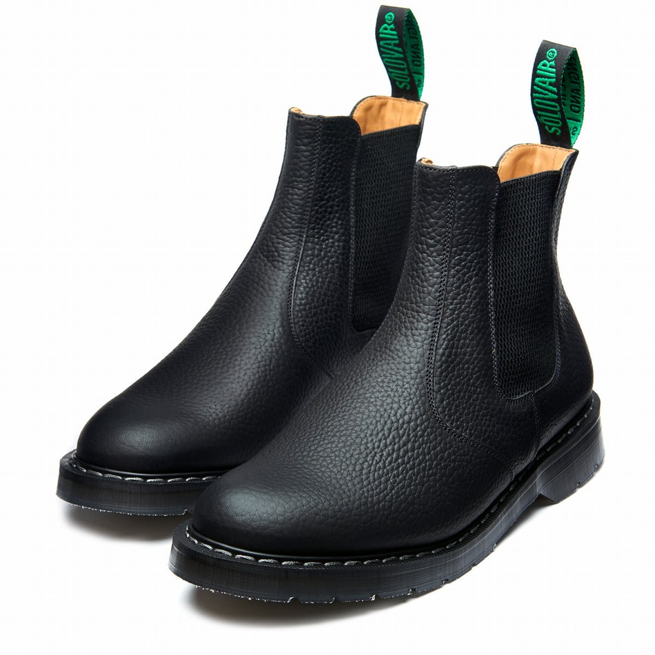 Botas Dealer Solovair Greasy Grain Hombre Negras | S0-900-BG-SoftG-G-030