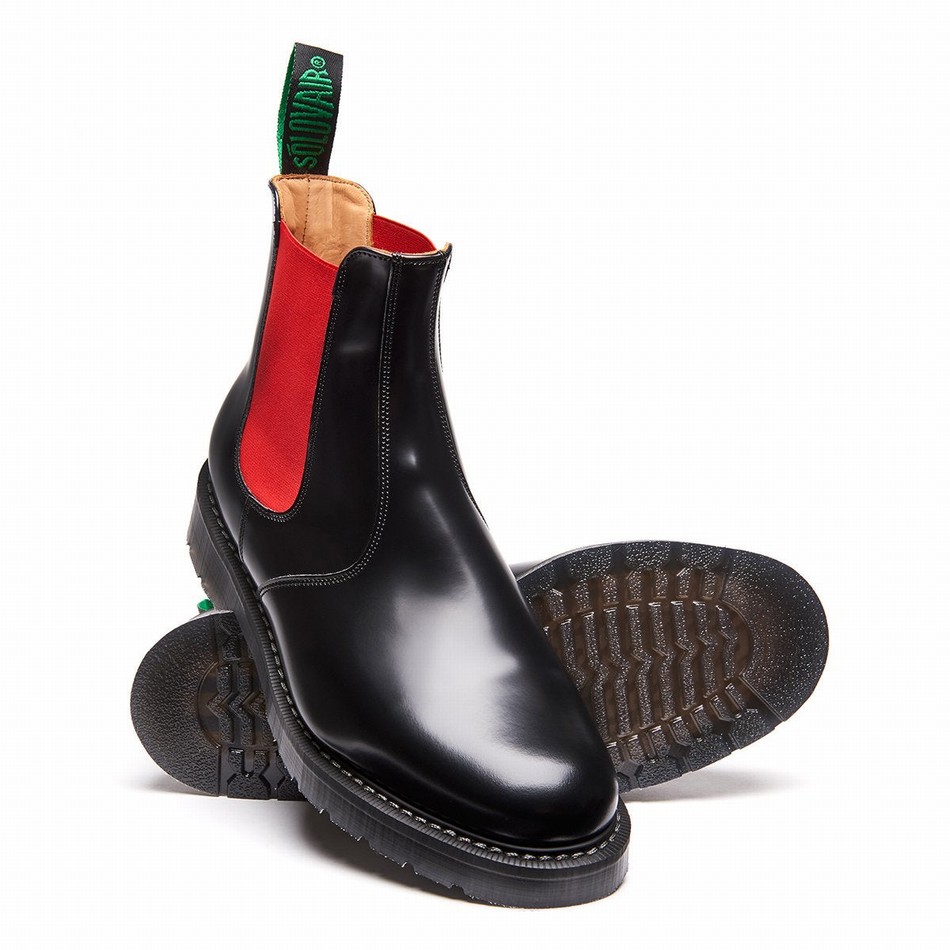Botas Dealer Solovair Greasy Hombre Negras | S0-900-BK-RD-G-030