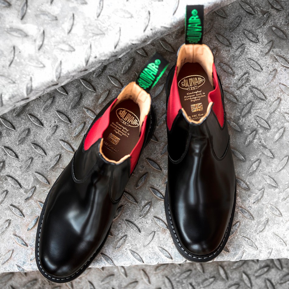 Botas Dealer Solovair Greasy Hombre Negras | S0-900-BK-RD-G-030