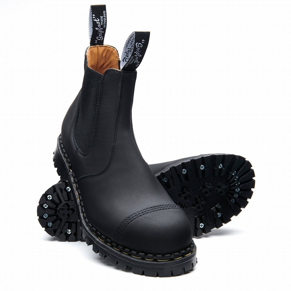 Botas Dealer Solovair Greasy Steel Toe Capped Hombre Negras | GF0-1910-BG-040