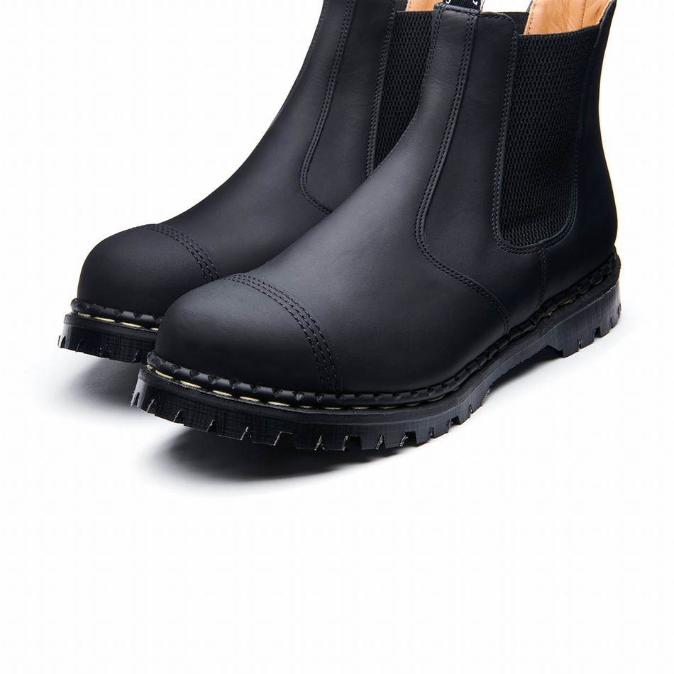 Botas Dealer Solovair Greasy Steel Toe Capped Hombre Negras | GF0-1910-BG-040