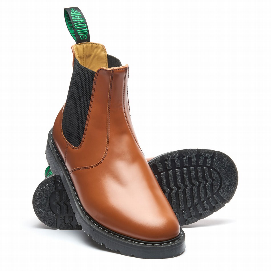 Botas Dealer Solovair Hi-Shine Dealer Boot Hombre Marrones | S0-900-TAN-IVY-G-050