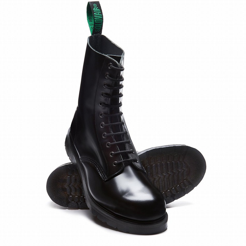Botas Derby Solovair 11 Eye Steel Toe Hombre Negras | 11-1981-BK-060