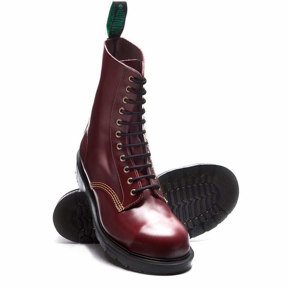 Botas Derby Solovair 11 Eye Steel Toe Hombre Rojas | 11-1981-CR-060