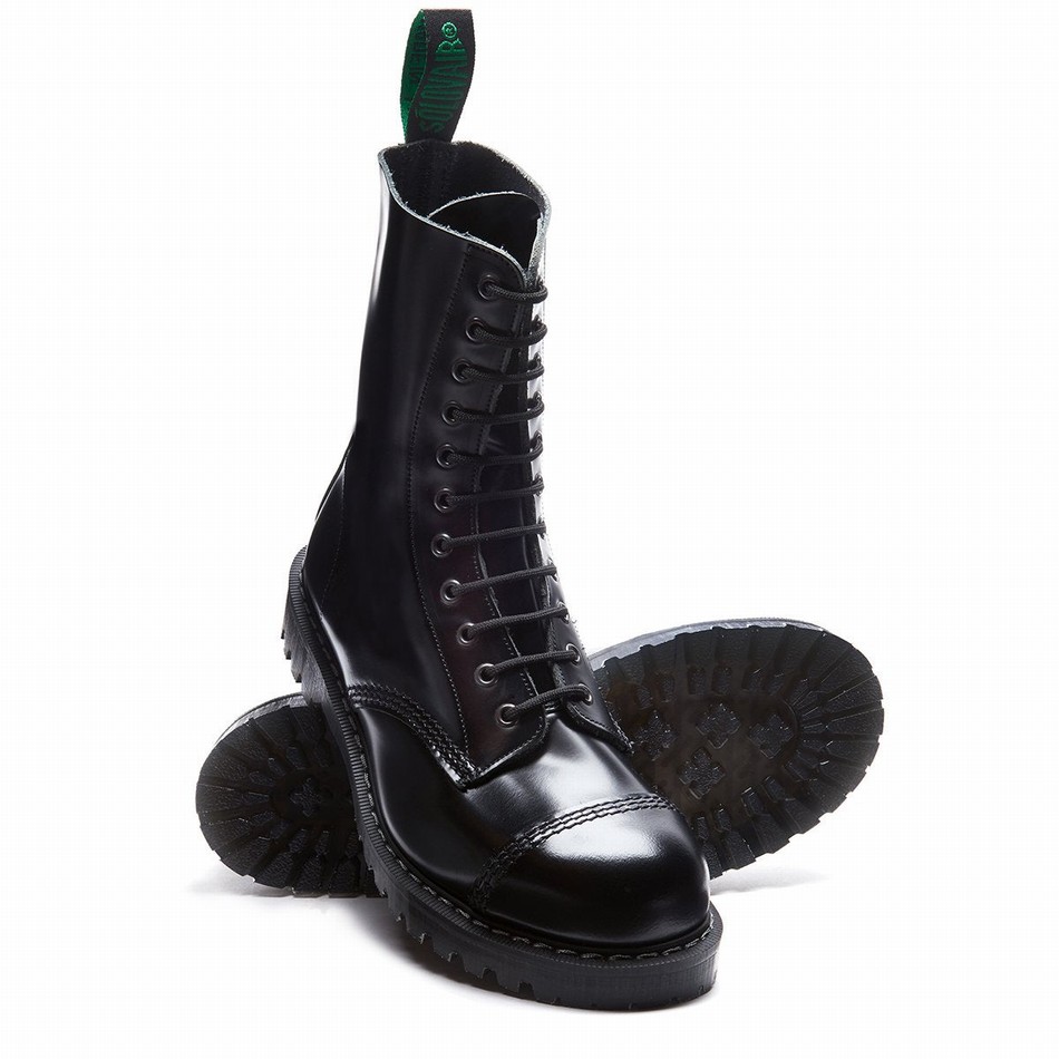 Botas Derby Solovair 11 Eye Steel Toe Hombre Negras | SC11-1980-BK-G-060