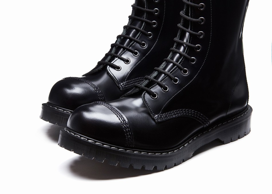 Botas Derby Solovair 11 Eye Steel Toe Hombre Negras | SC11-1980-BK-G-060