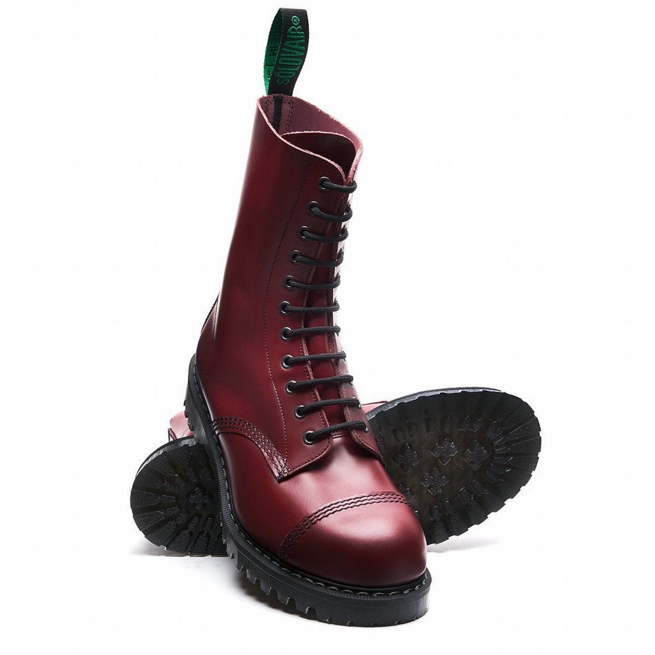 Botas Derby Solovair 11 Eye Steel Toe Hombre Rojas | SC11-1980-CR-G-060