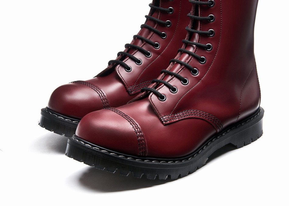 Botas Derby Solovair 11 Eye Steel Toe Hombre Rojas | SC11-1980-CR-G-060