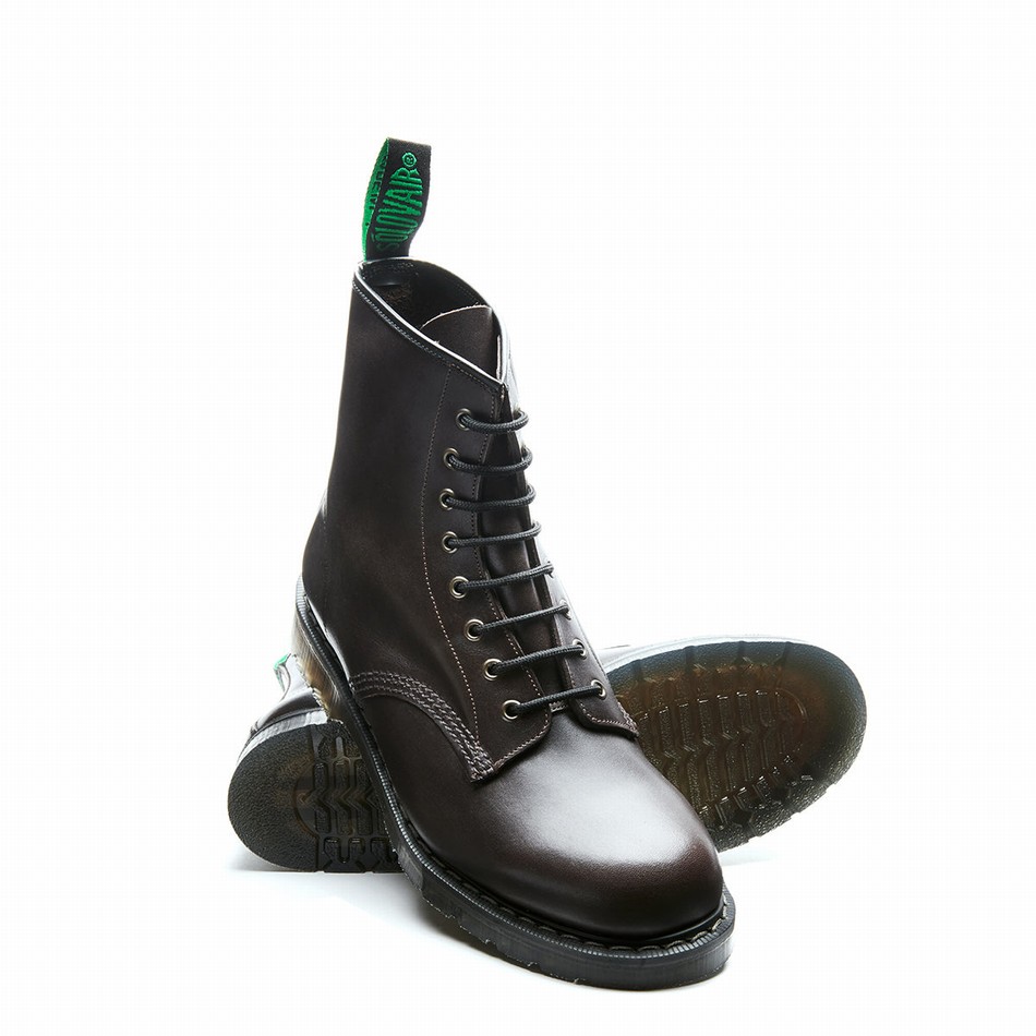 Botas Derby Solovair 8 Eye Hombre Marrones | S8-551-BNG-G-040
