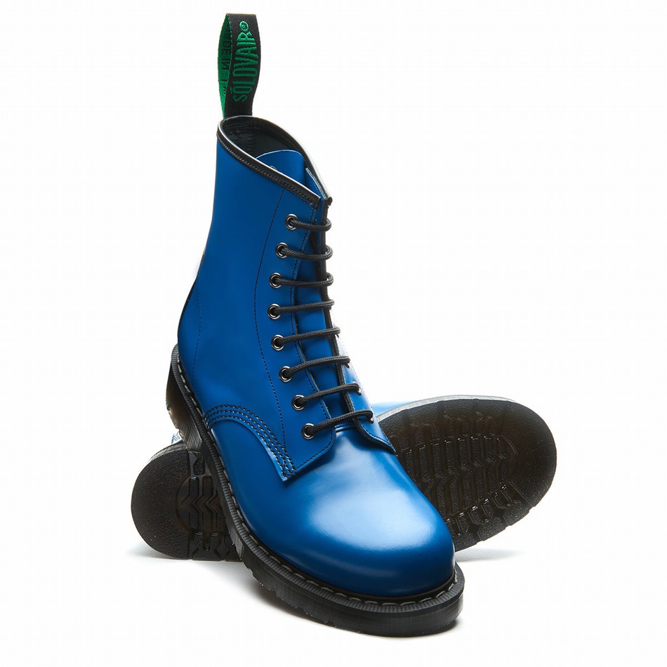 Botas Derby Solovair 8 Eye Mujer Azules | S8-551-BL-EL-G-075