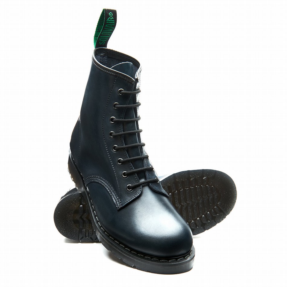 Botas Derby Solovair Gaucho 8 Eye Hombre Azul Marino | S8-551-CH-BL-G-030
