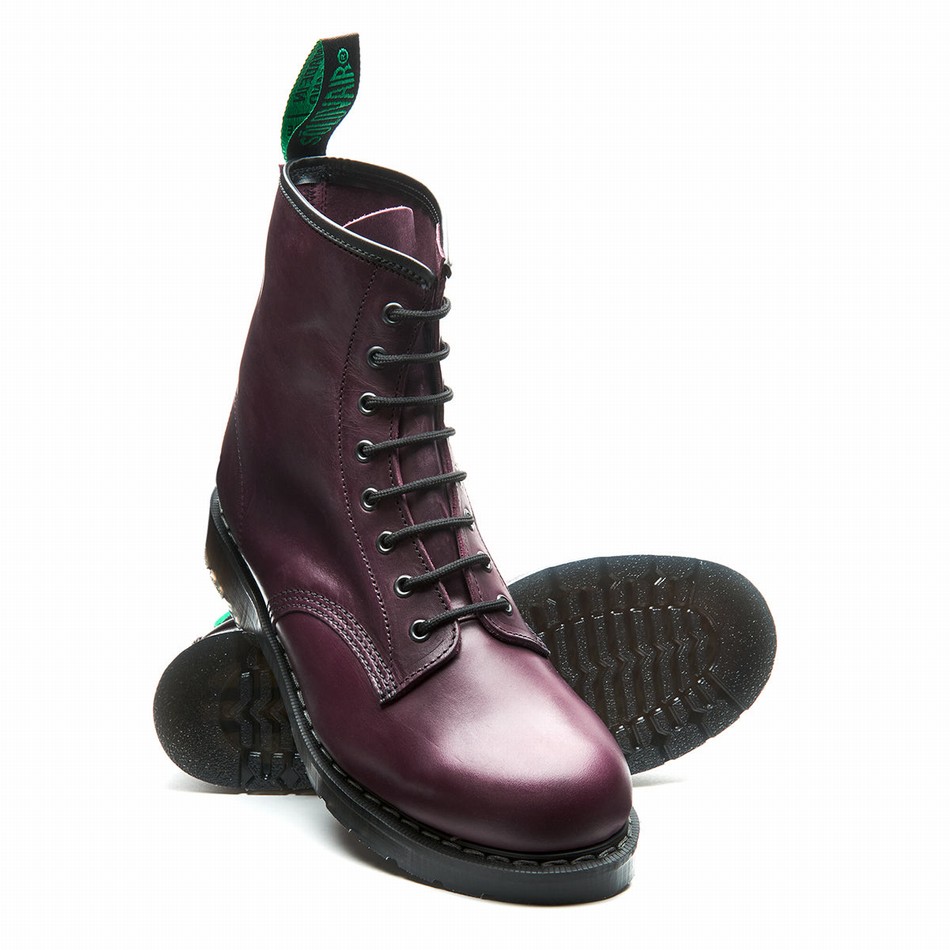 Botas Derby Solovair Gaucho 8 Eye Mujer Burdeos | S8-551-CH-BUR-G-030