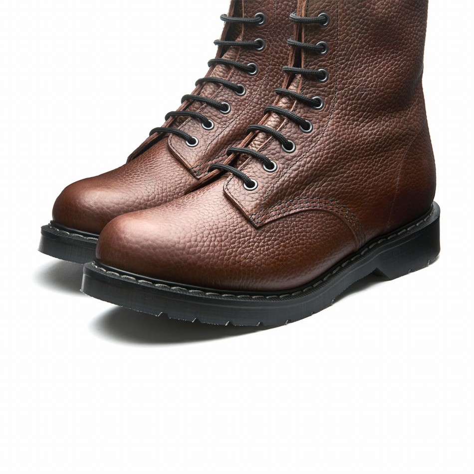 Botas Derby Solovair Gaucho Brown Grain 8 Eye Mujer Marrones | S8-551-CH-SoftG-G-030