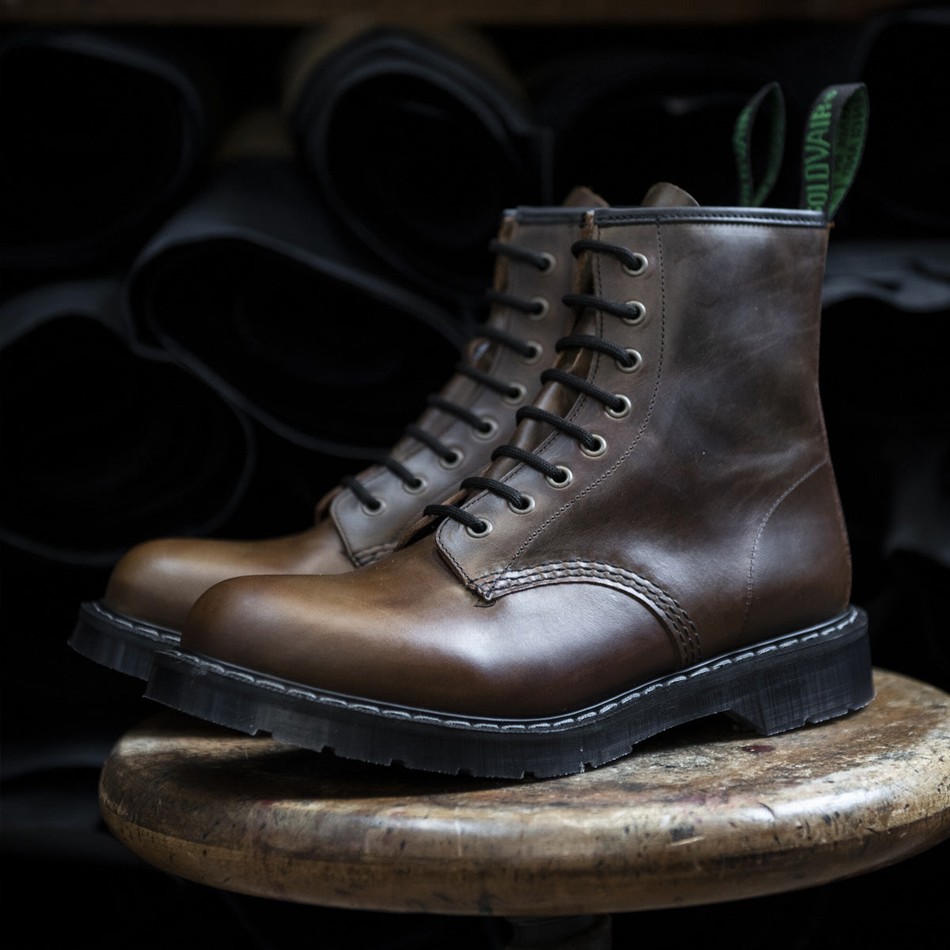 Botas Derby Solovair Gaucho Crazy Horse 8 Eye Mujer Marrones | S8-551-CH-G-030