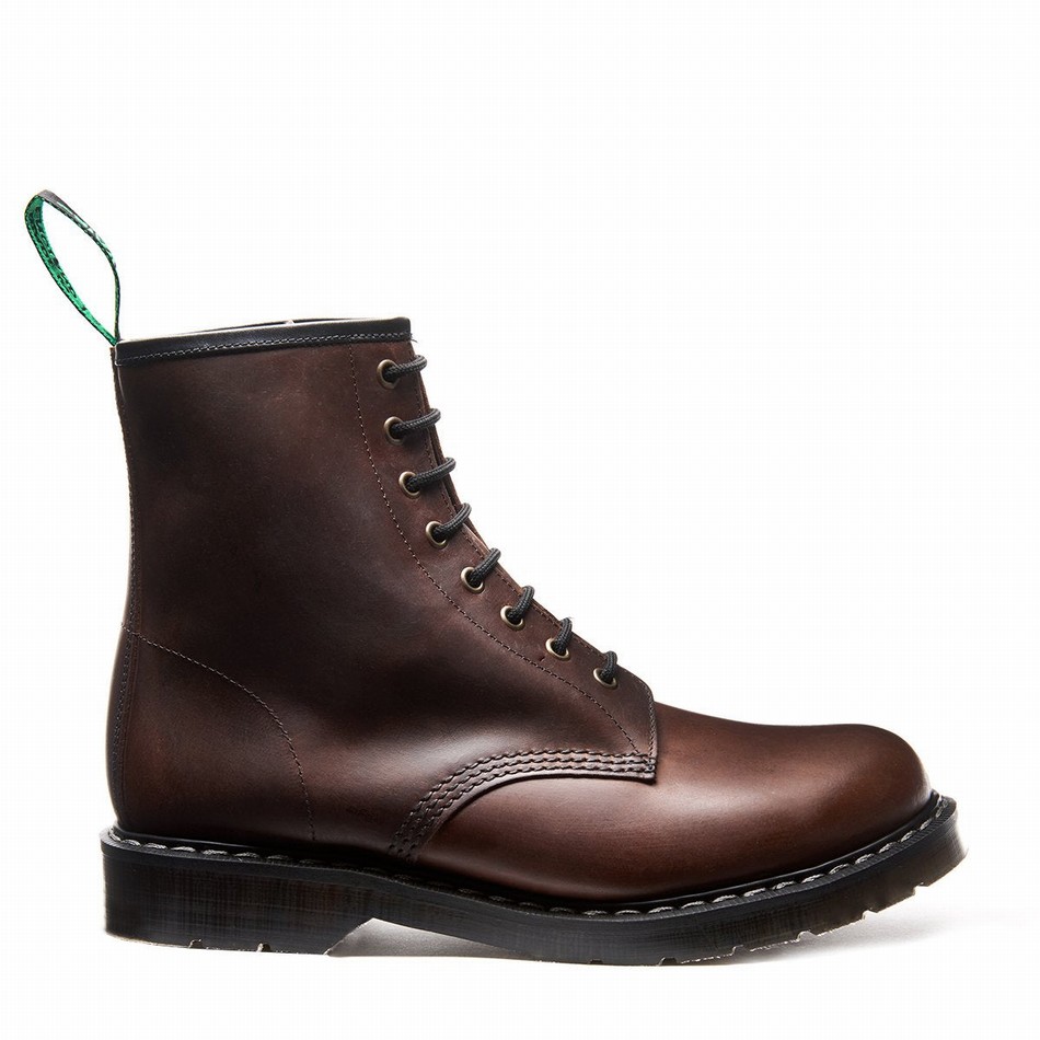 Botas Derby Solovair Gaucho Crazy Horse 8 Eye Mujer Marrones | S8-551-CH-G-030