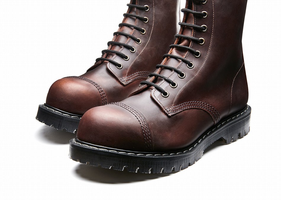 Botas Derby Solovair Gaucho Crazy Horse 11 Eye Steel Toe Hombre Marrones | SC11-1980-CH-G-060