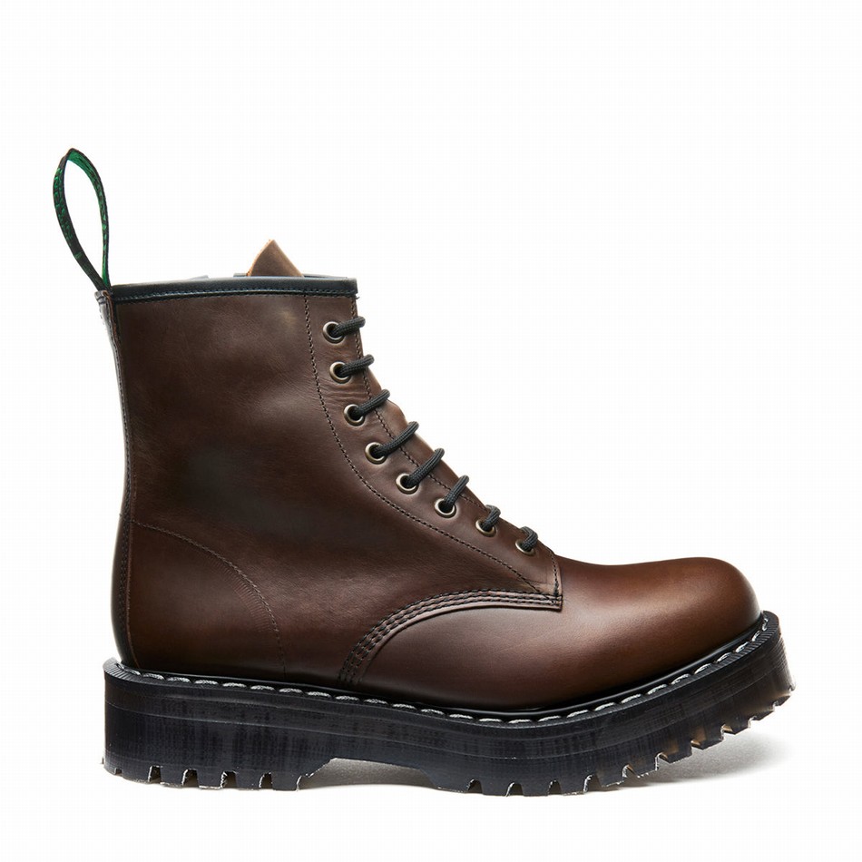 Botas Derby Solovair Gaucho Crazy Horse 8 Eye Zipped Platform Mujer Marrones | S8-551-CH-ZIP-HIGH-G-030